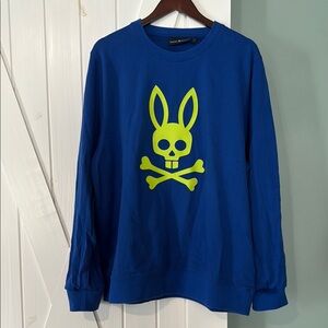 Psycho Bunny Blue Sweatshirt with Neon Yellow  Bunny